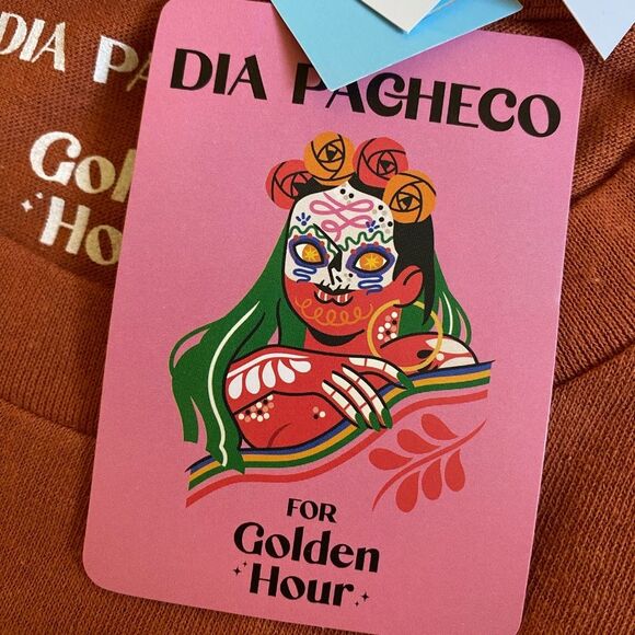 NWT Urban Outfitters Dia Pacheco X Golden Hour T-Shirt Women's XL Brown Artsy - Picture 14 of 15